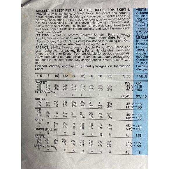 Vogue sewing pattern 2023 suit blazer skirt dress pants - Picture 4 of 6